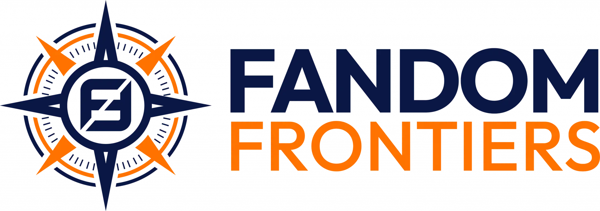 Fandom Frontiers logo featuring bold text and pop culture-inspired design