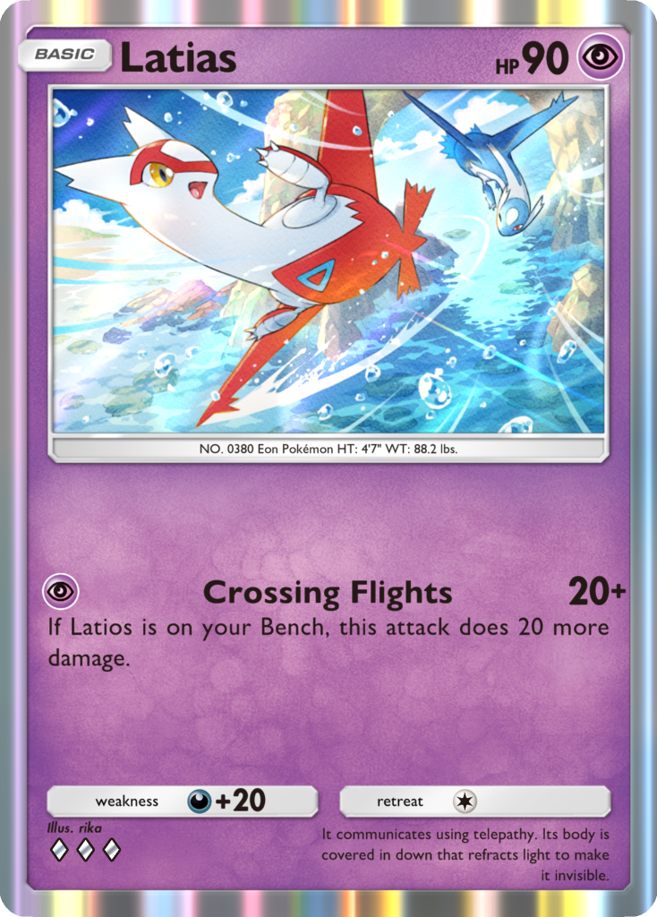 Latias card artwork with Latios from Pokémon TCG Pocket Secluded Springs themed booster
